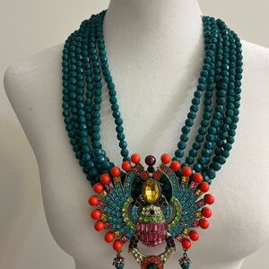 Sassy Jones Teal and Red Statement Necklace